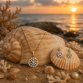Classic Round Halo CZ Pendant Necklace Set – PD0030