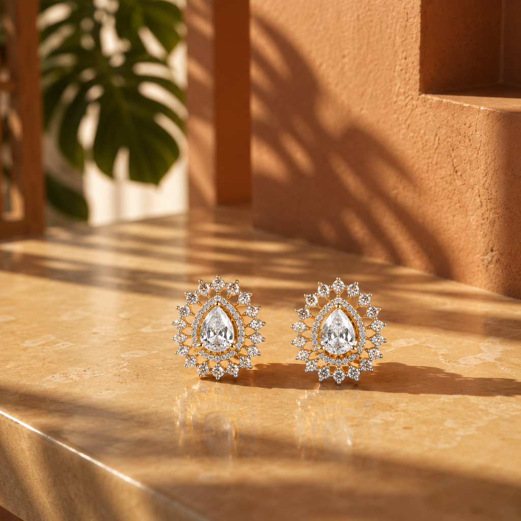 Pear Halo Stud Earrings – ERD0058