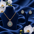 Teardrop Blue Stone Pendant Necklace Set – PD0043
