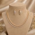 Minimal Leaf Drop Diamond Necklace Set – ND0014