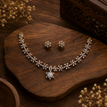 Floral Diamond Pendant Necklace Set – ND0009