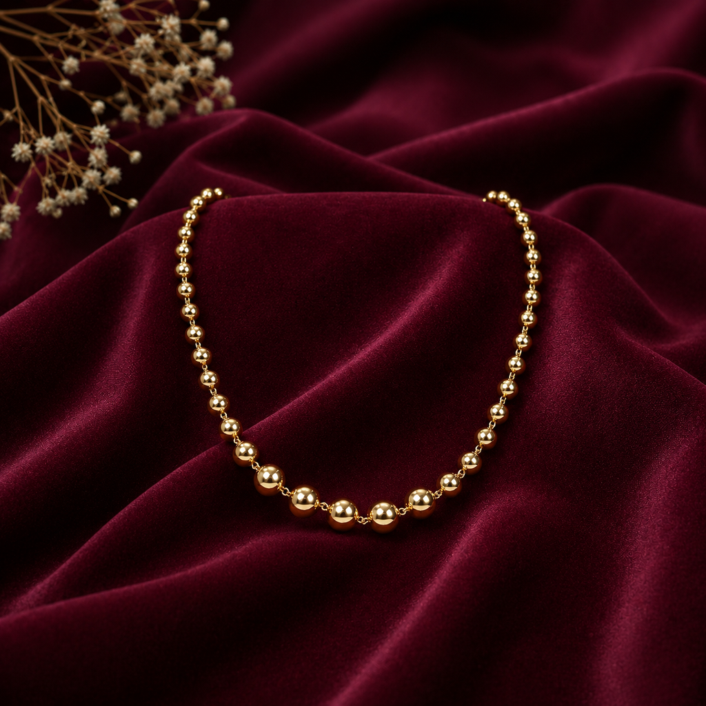 Classic Gold Bead Necklace – ND0025