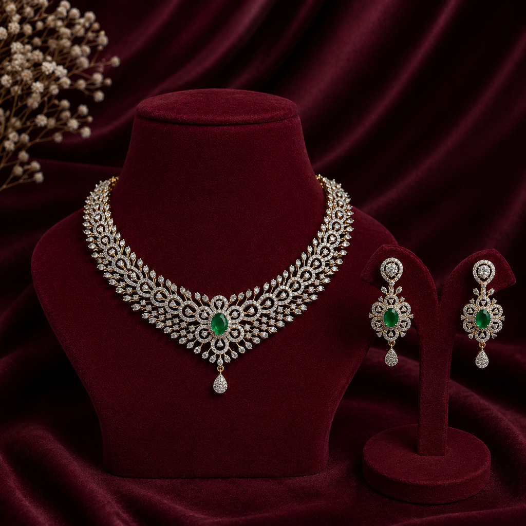 Emerald Royale Diamond Necklace Set – ND0021