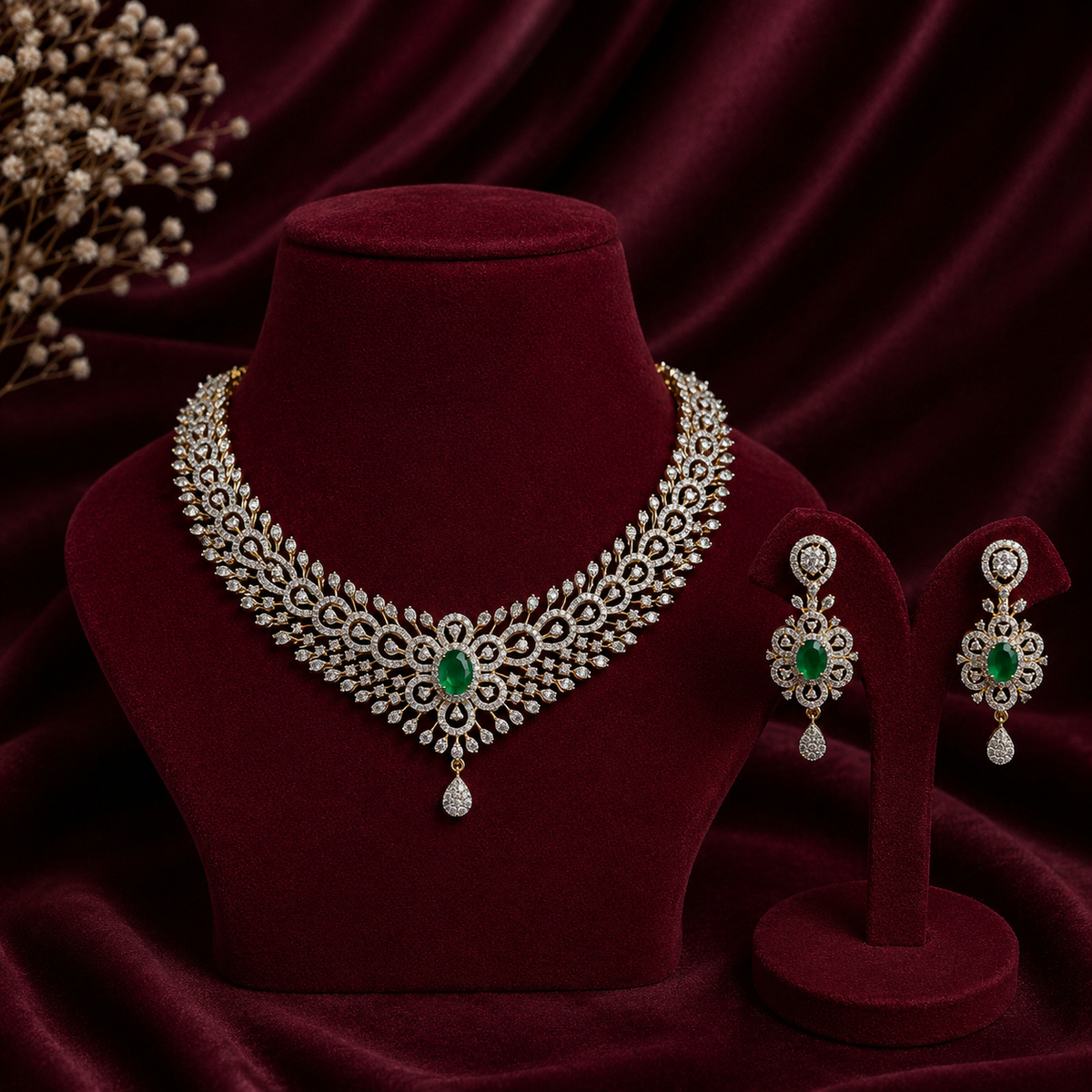 Emerald Royale Diamond Necklace Set – ND0021