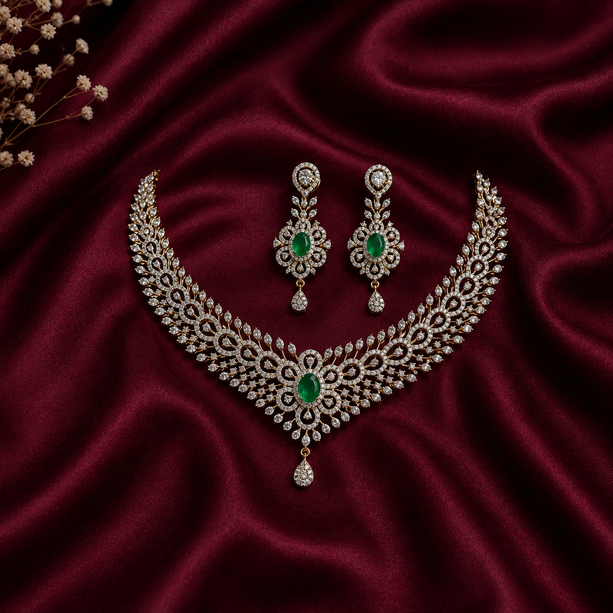 Emerald Royale Diamond Necklace Set – ND0021