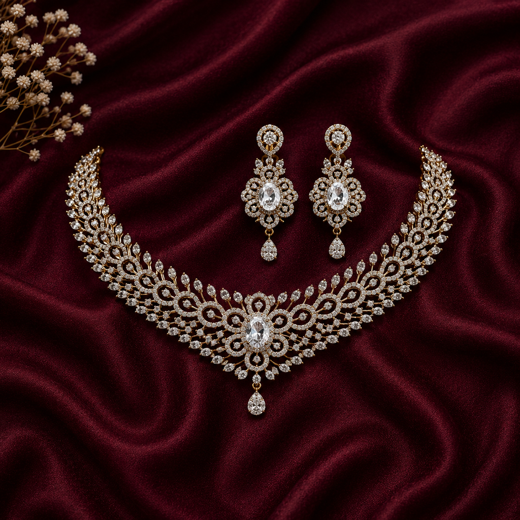 Royal Crystal Diamond Necklace Set – ND0022