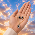 Black Teardrop CZ Pendant Necklace Set – PD0072