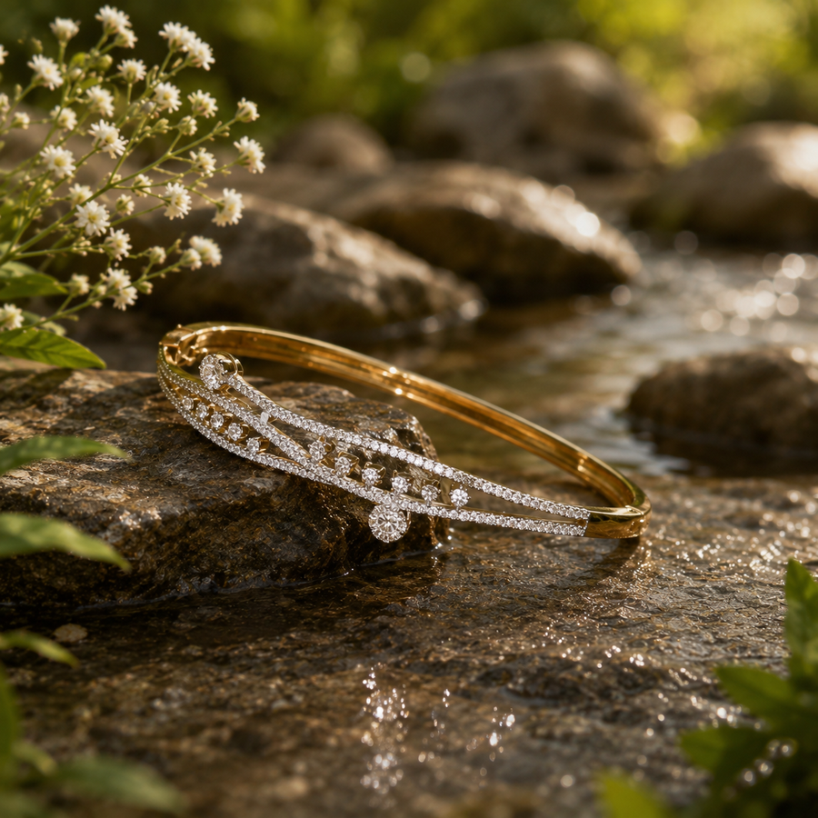 Double Row Diamond Curve Bracelet– BRD0002
