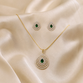 Green Teardrop CZ Pendant Necklace Set – PD0076