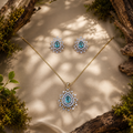 Blue Teardrop CZ Pendant Necklace Set – PD0079