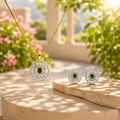 Emerald Round CZ Pendant Necklace Set – PD0085