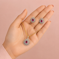 Ruby Teardrop CZ Pendant Necklace Set – PD0089