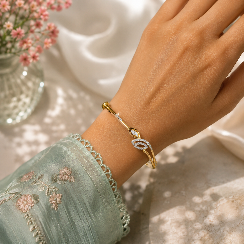 Elegant Leaf Diamond Bracelet – BRD0008