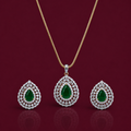 Emerald Teardrop Pendant Necklace Set – PD0094