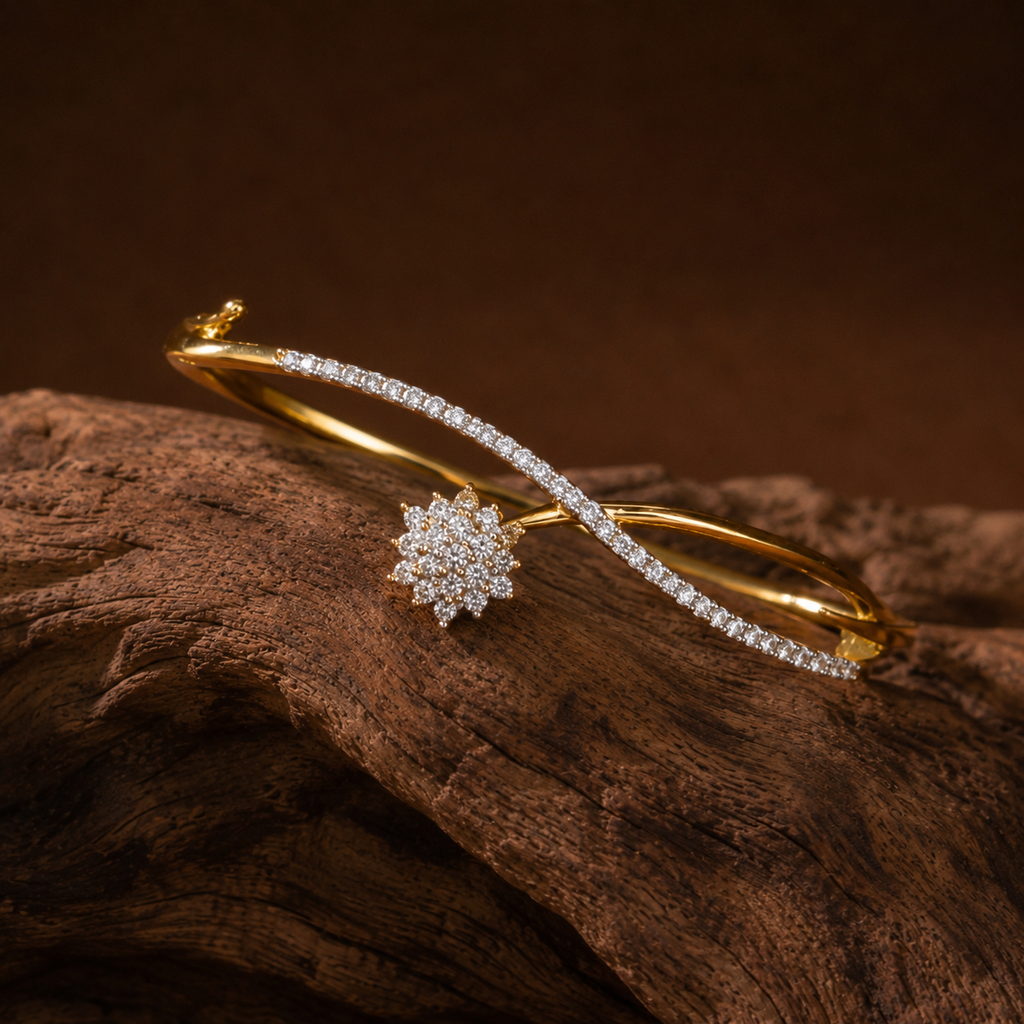 Diamond Wave Floral Bracelet – BRD0009