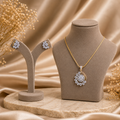 Elegant Floral CZ Pendant Necklace Set – PD0050