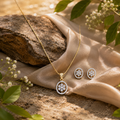 Elegant Floral CZ Pendant Necklace Set – PD0054