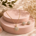 Elegant Floral CZ Pendant Necklace Set – PD0055