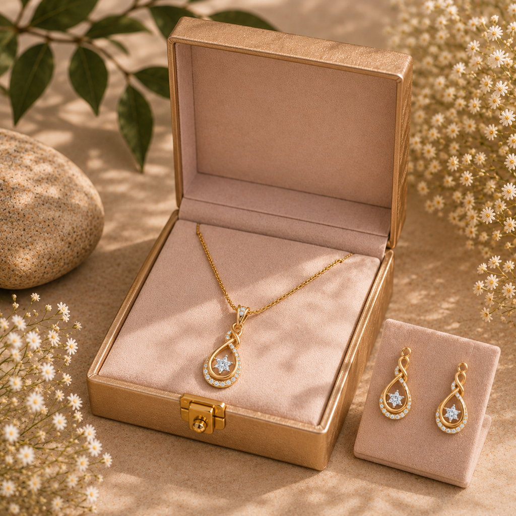 Elegant Infinity Drop CZ Pendant Necklace Set – PD0056