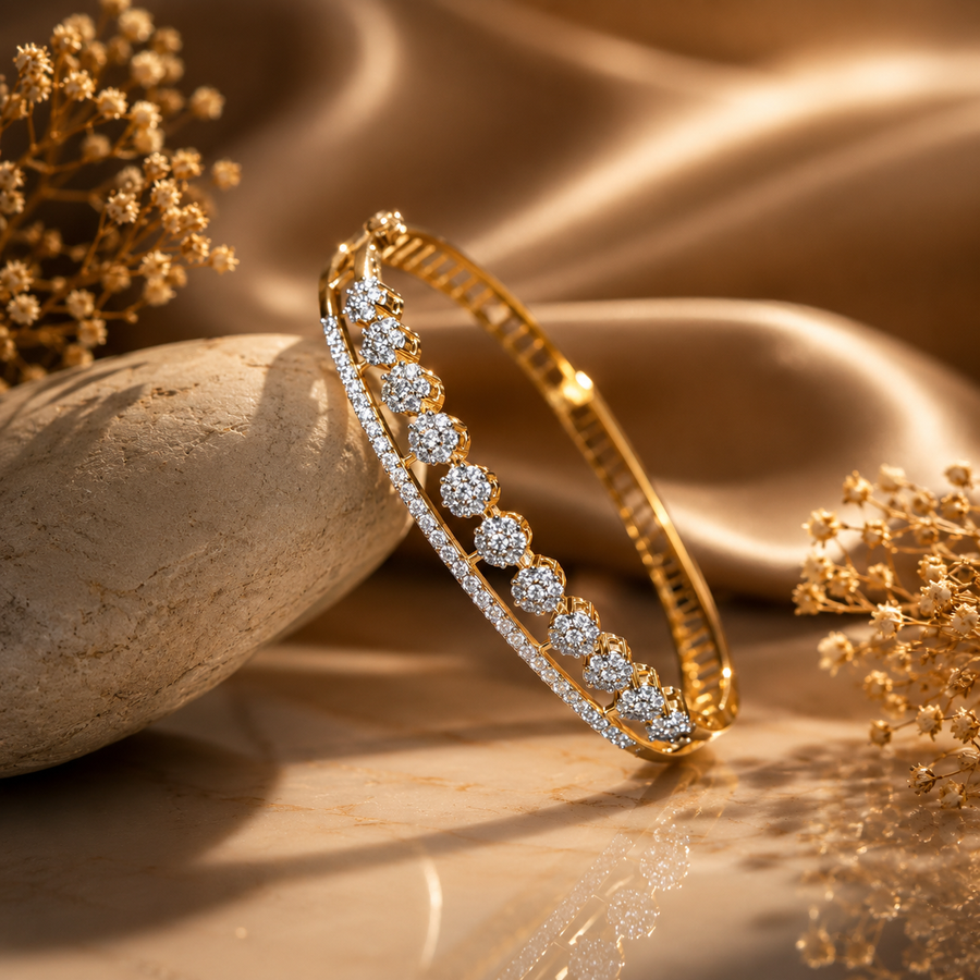 BRD0001 - Floral Diamond Cluster Bracelet