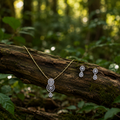 Elegant CZ Circle & Teardrop Pendant Necklace Set – PD0060