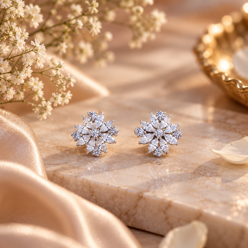 ERD0002 - Floral Diamond Stud Earrings