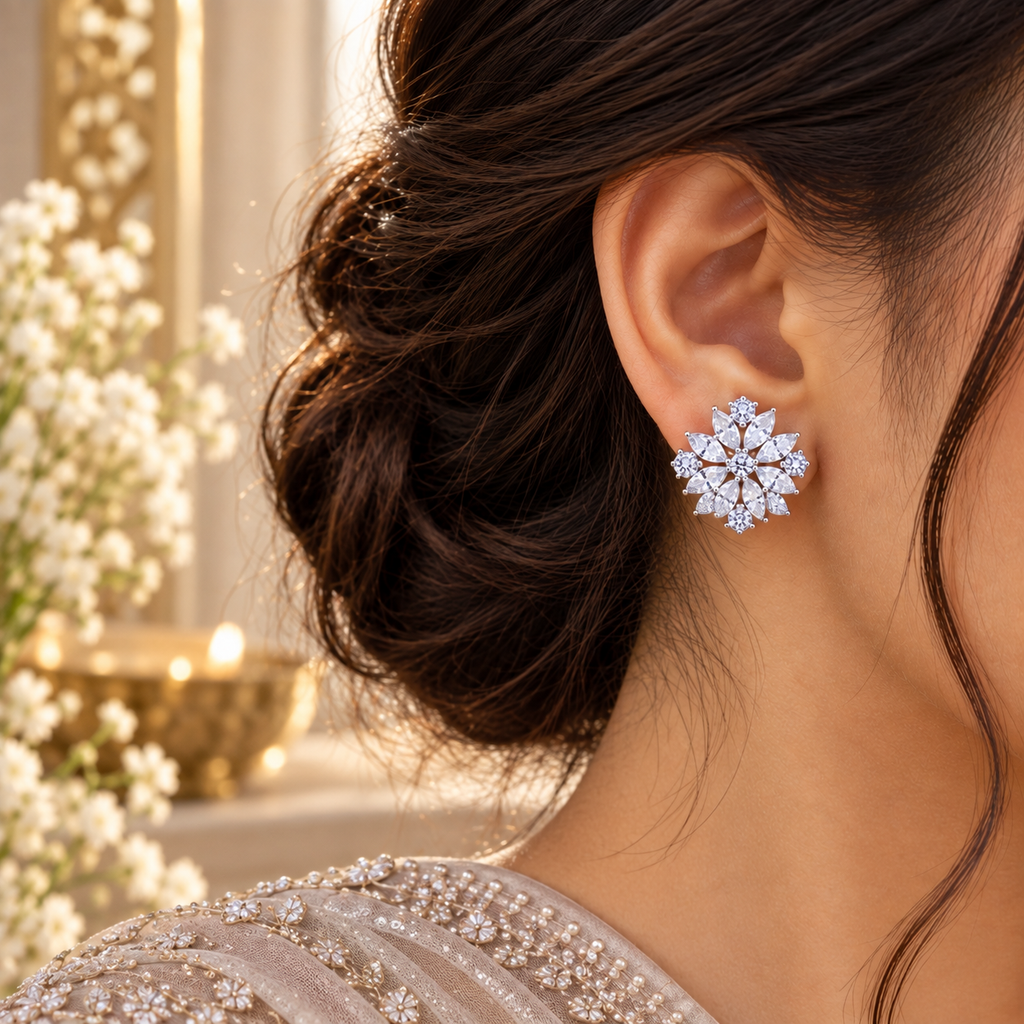 ERD0002 - Floral Diamond Stud Earrings