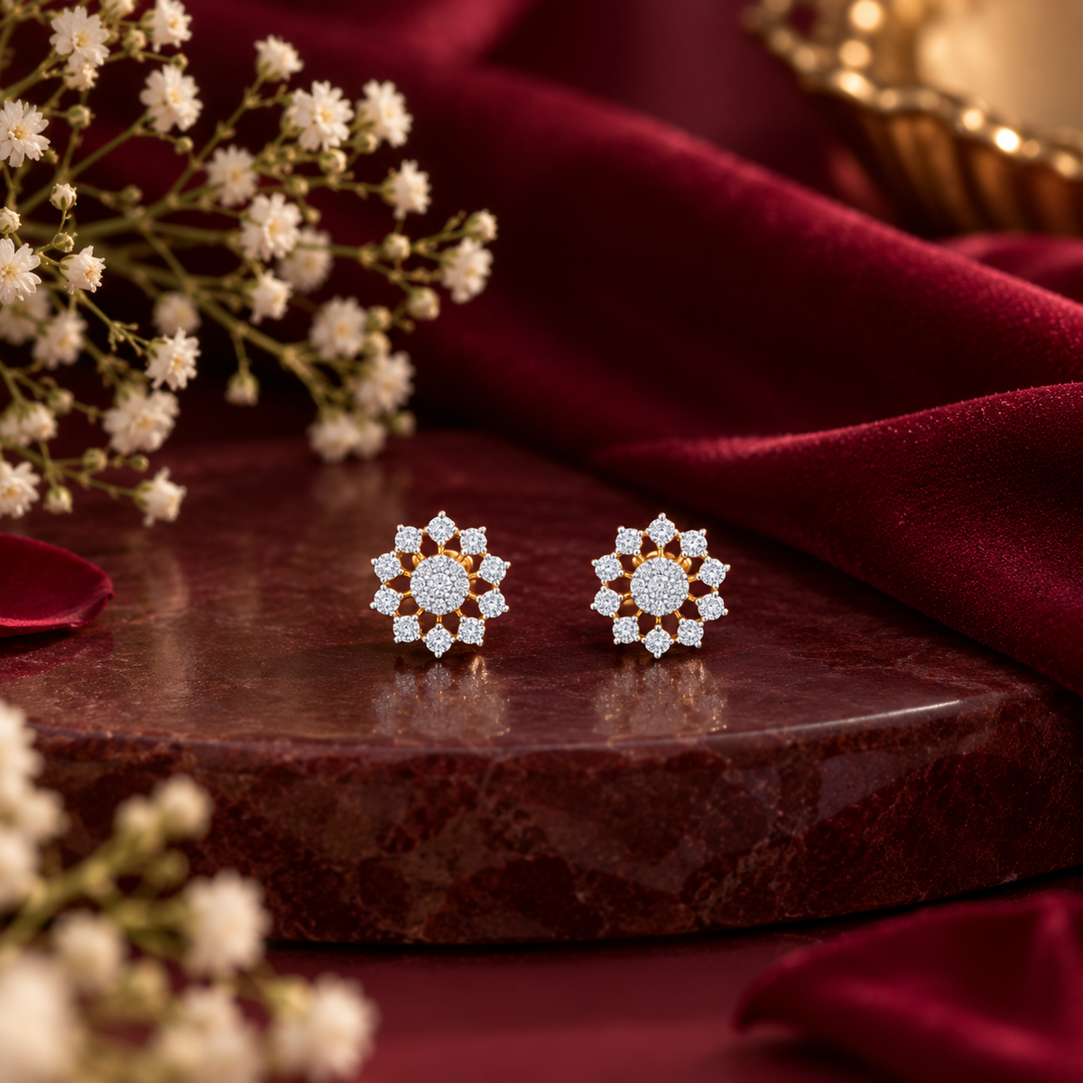 ERD0014 - Petite Floral Diamond Stud Earrings