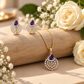 Deep Blue Teardrop Lattice Pendant &amp; Earring Set – PD0112