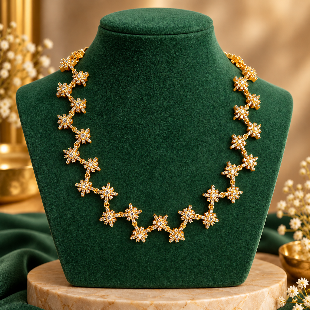Floral CZ Necklace Set – ND0026