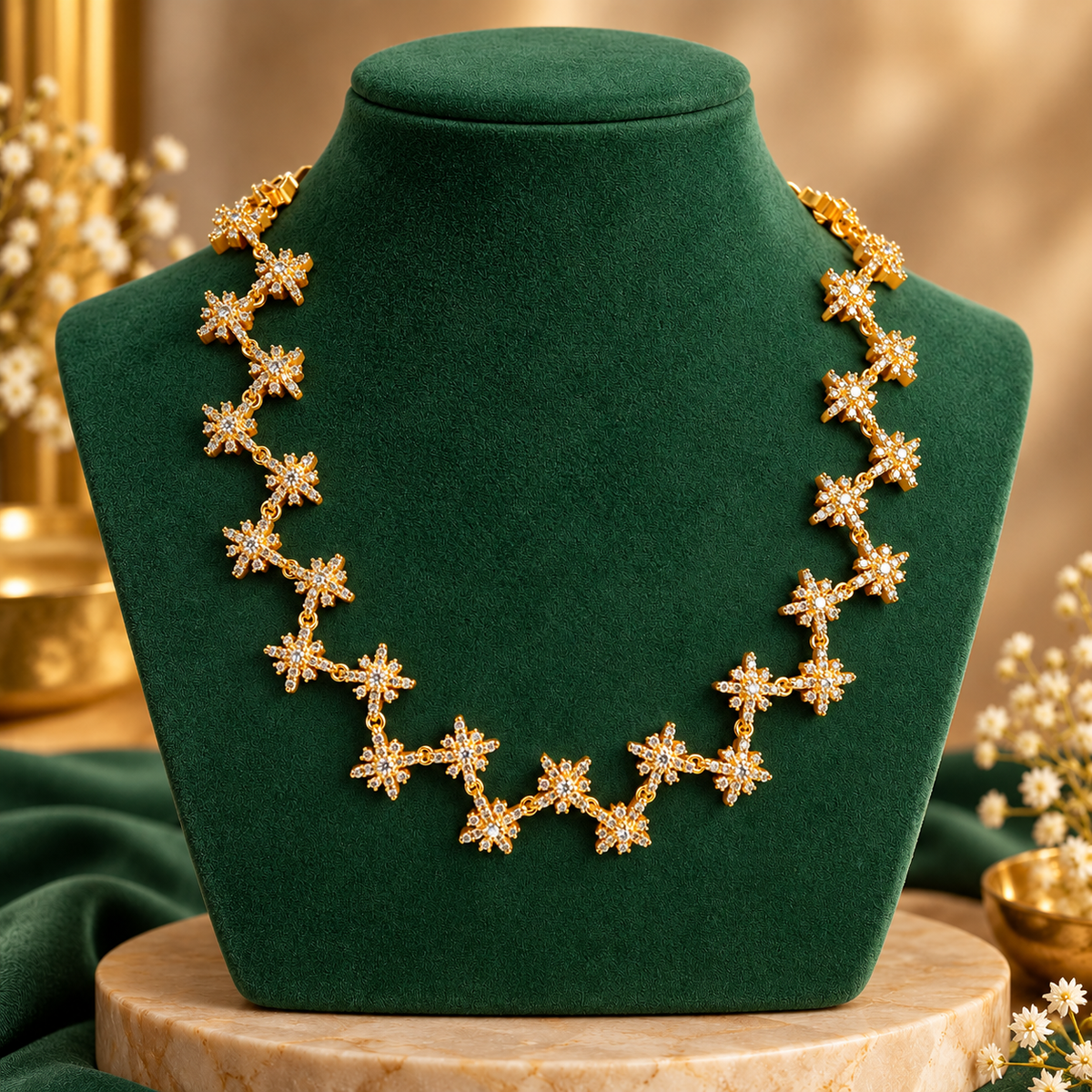 Floral CZ Necklace Set – ND0026