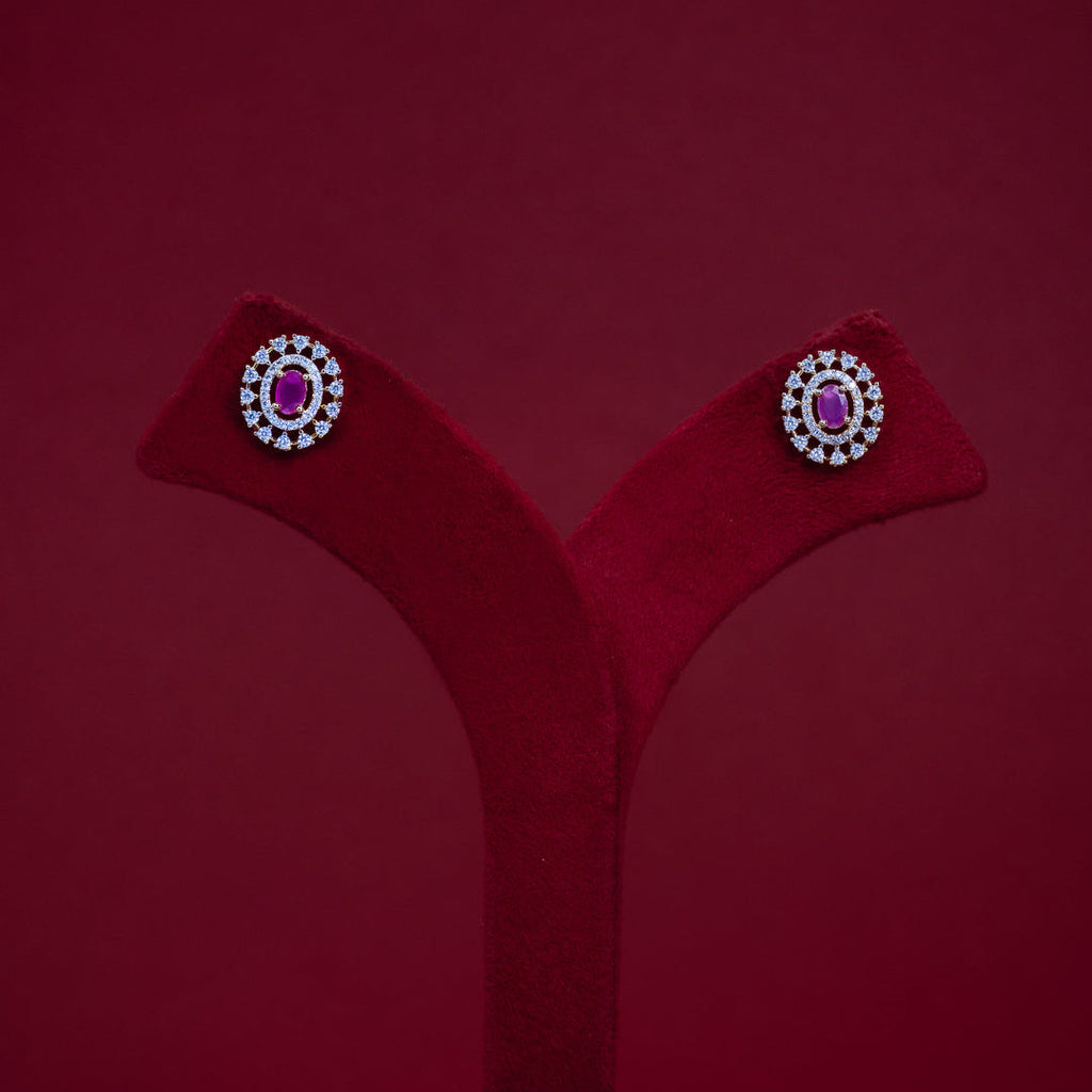 Ruby Halo Oval Stud Earrings – ERD0057