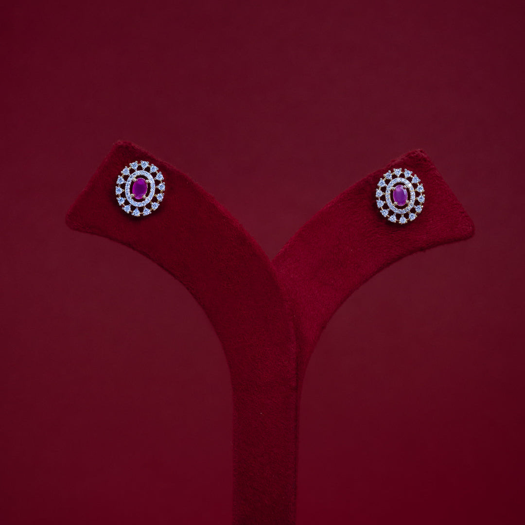 Ruby Halo Oval Stud Earrings – ERD0057