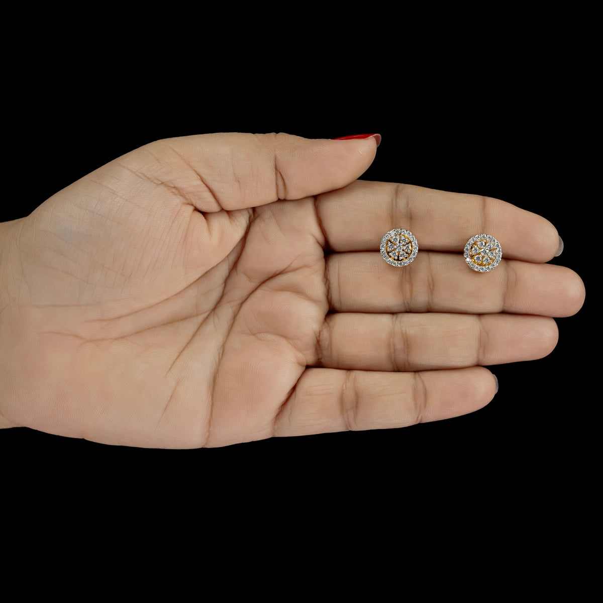 ERD0011 - Floral Halo Diamond Stud Earrings