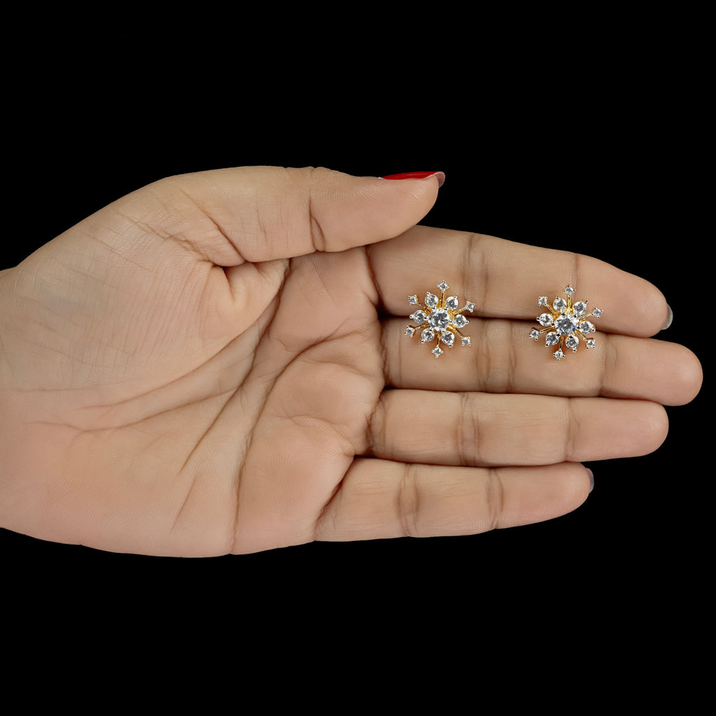 ERD0013 - Floral Snowflake Diamond Earrings