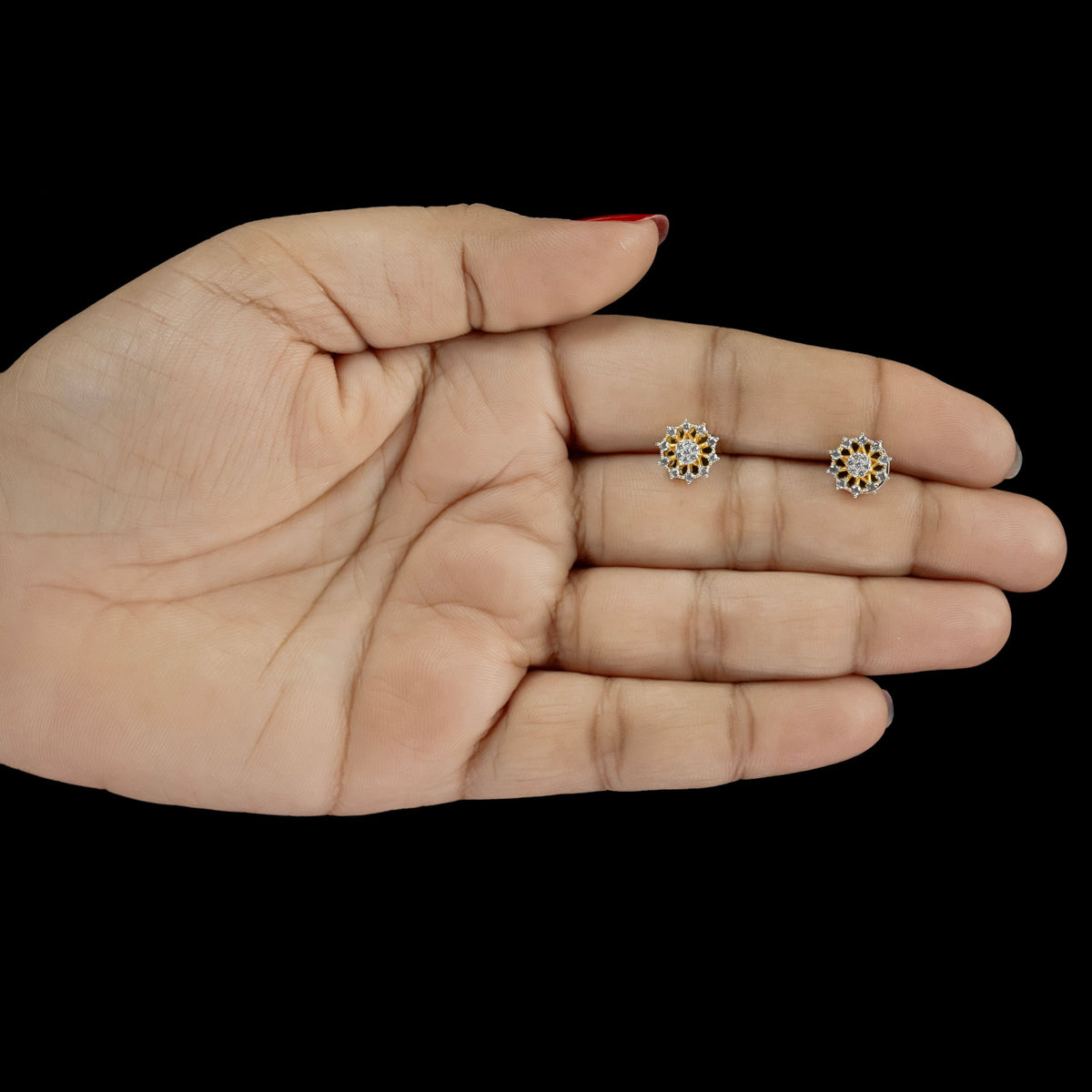 ERD0014 - Petite Floral Diamond Stud Earrings