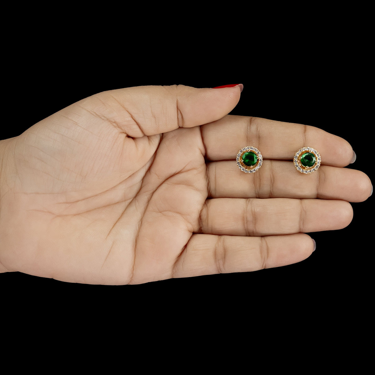 ERD0016 - Round Multicolour Halo Gemstone Stud Earrings