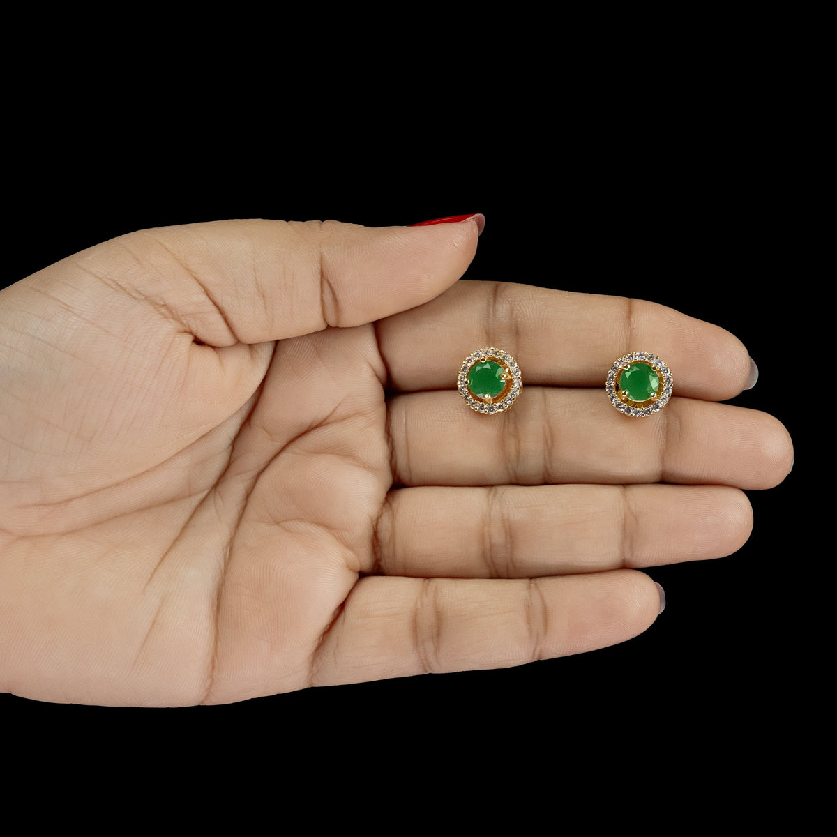 ERD0016 - Round Multicolour Halo Gemstone Stud Earrings