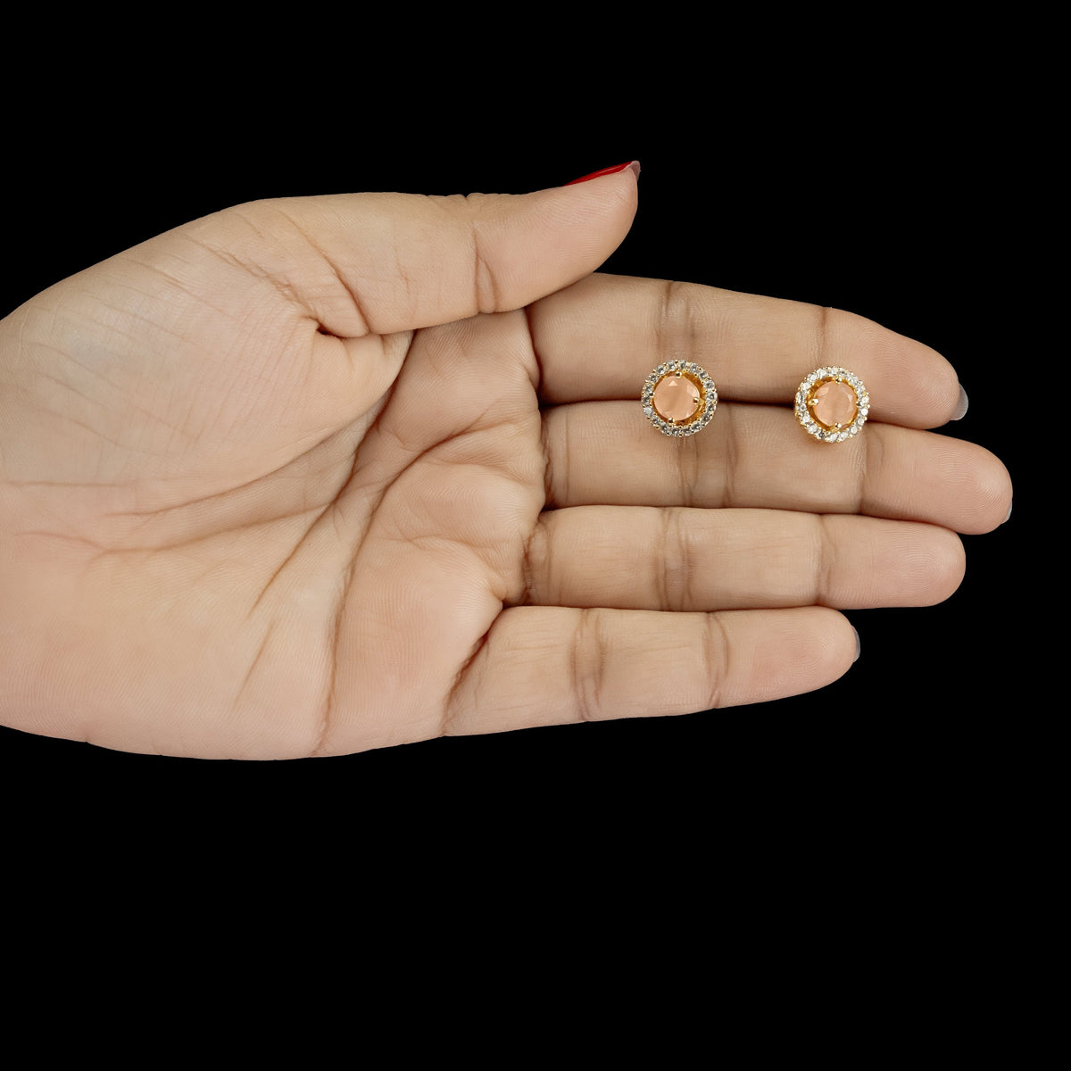 ERD0016 - Round Multicolour Halo Gemstone Stud Earrings