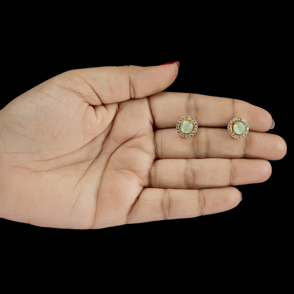 ERD0016 - Round Multicolour Halo Gemstone Stud Earrings
