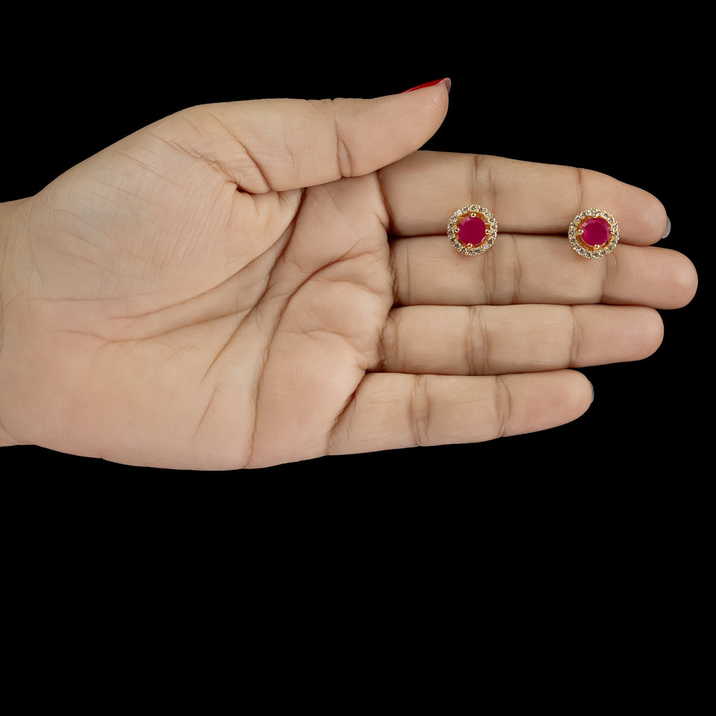 ERD0016 - Round Multicolour Halo Gemstone Stud Earrings