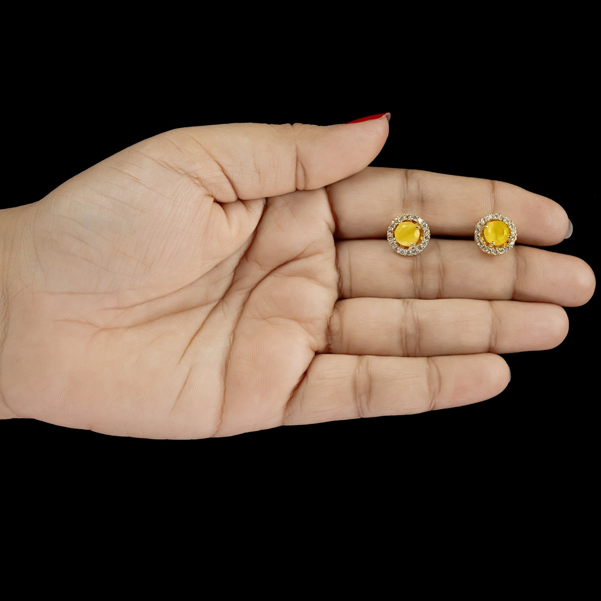ERD0016 - Round Multicolour Halo Gemstone Stud Earrings