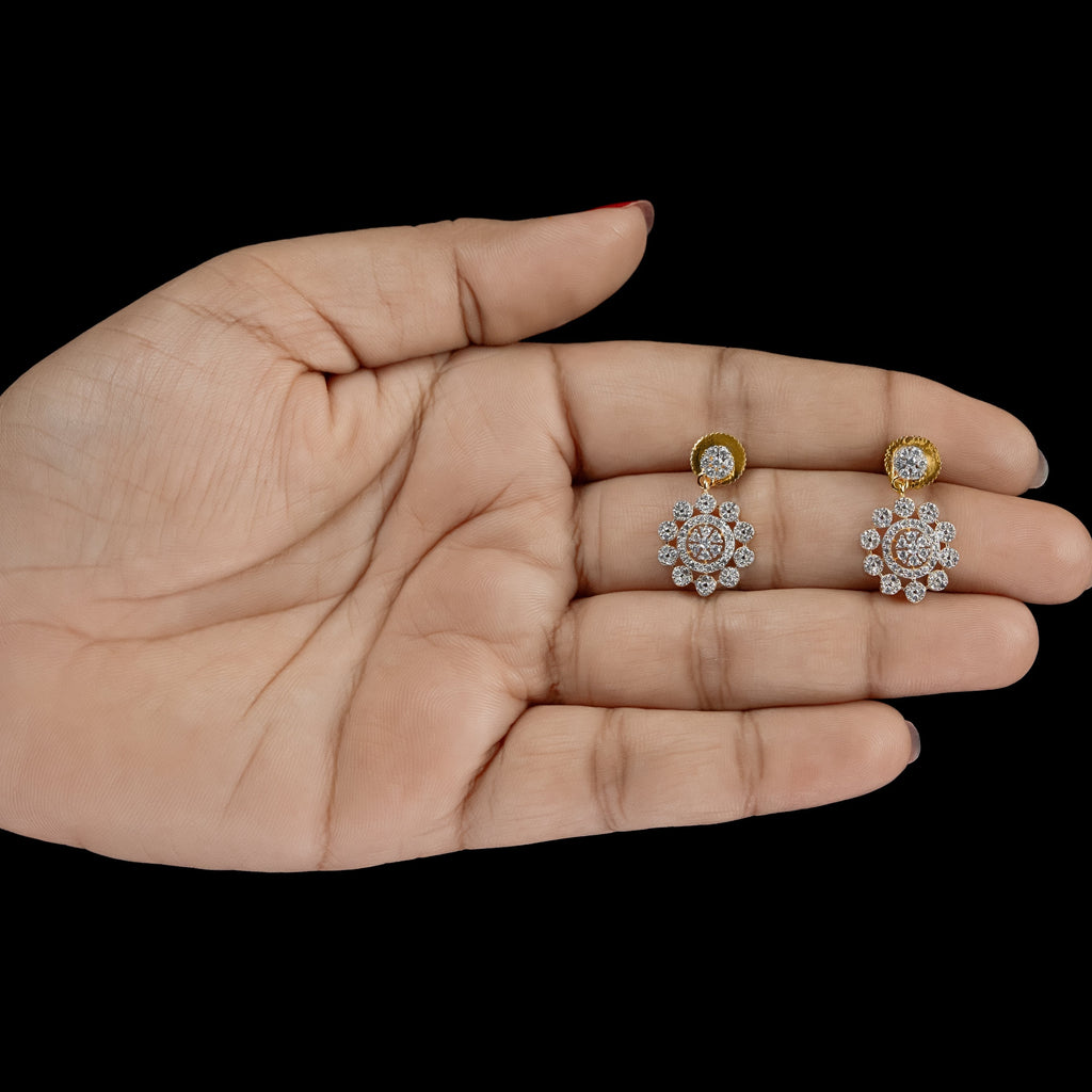 ERD0018 - Floral Diamond Drop Earrings