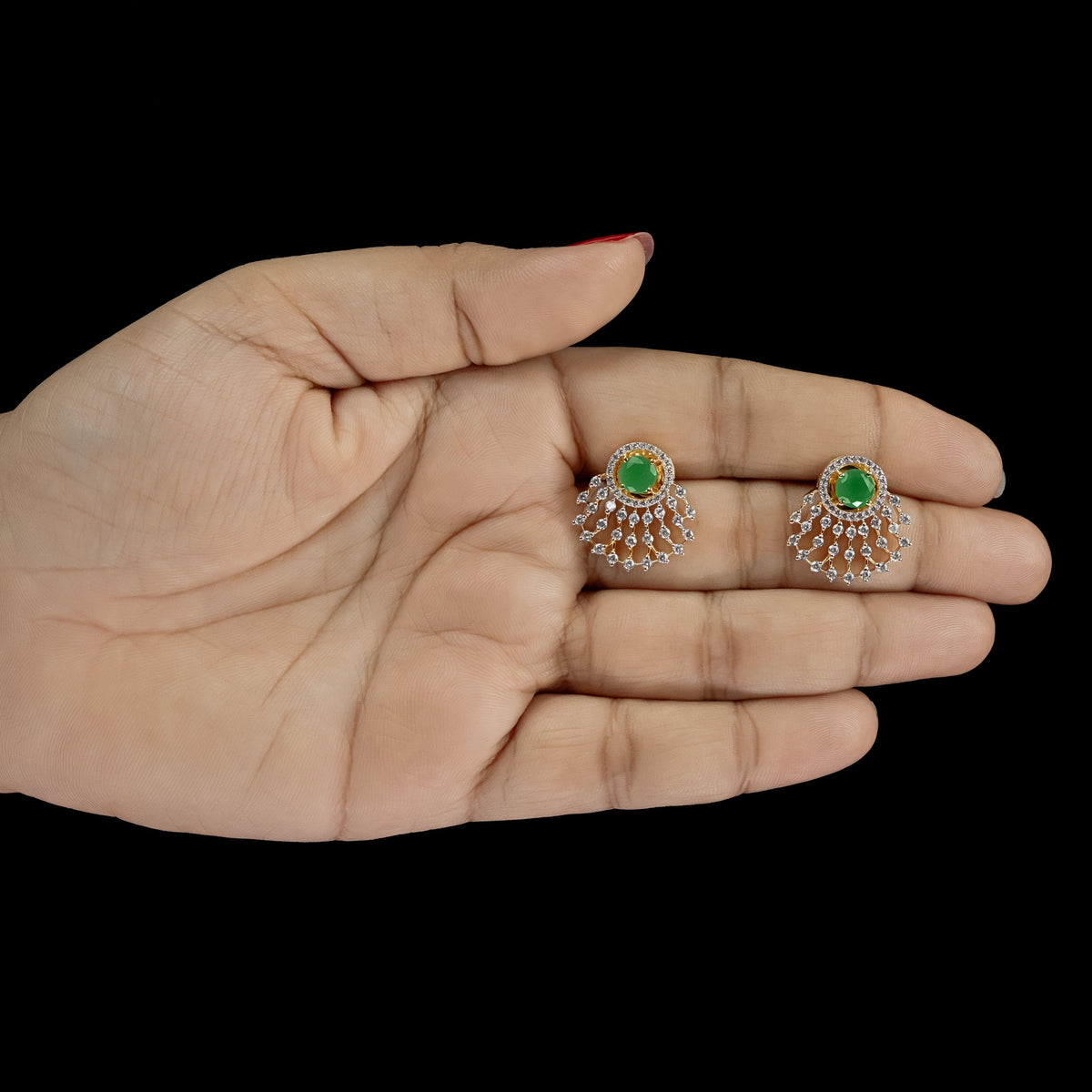 ERD0019 - Emerald Halo Diamond Drop Earrings