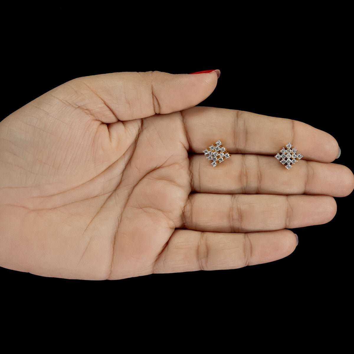 ERD0021  - Diamond Checkerboard Stud Earrings –
