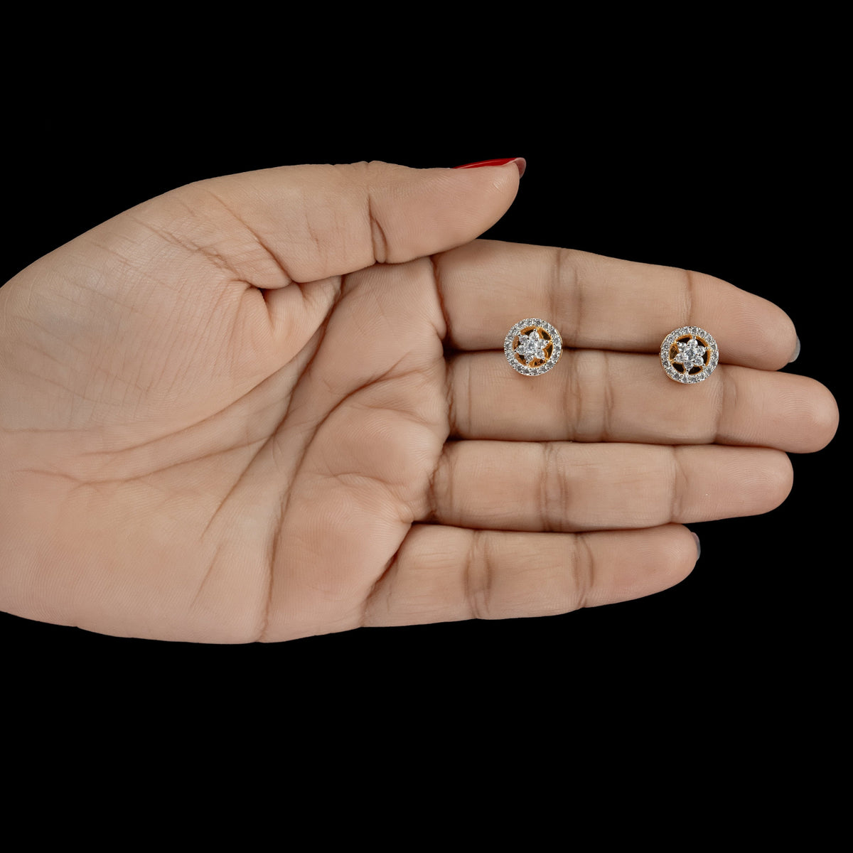 ERD0022 - Floral Halo Diamond Stud Earrings