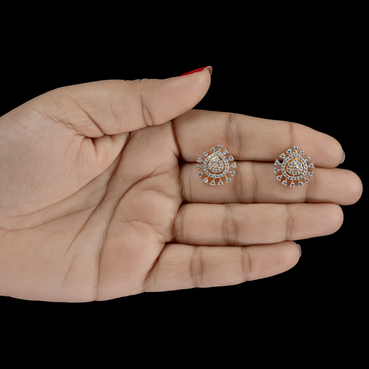 ERD0027 - Sunburst Teardrop Diamond  Earrings