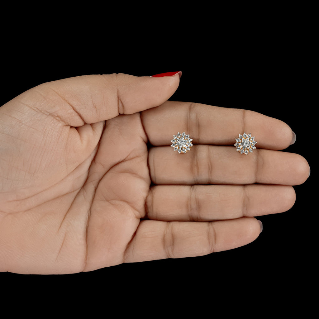 ERD0029 - Floral Diamond Cluster Stud Earrings