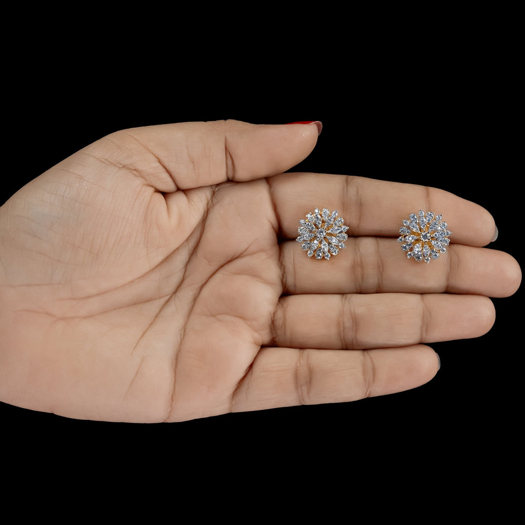 ERD0030 - Radiant Floral Diamond Stud Earrings –