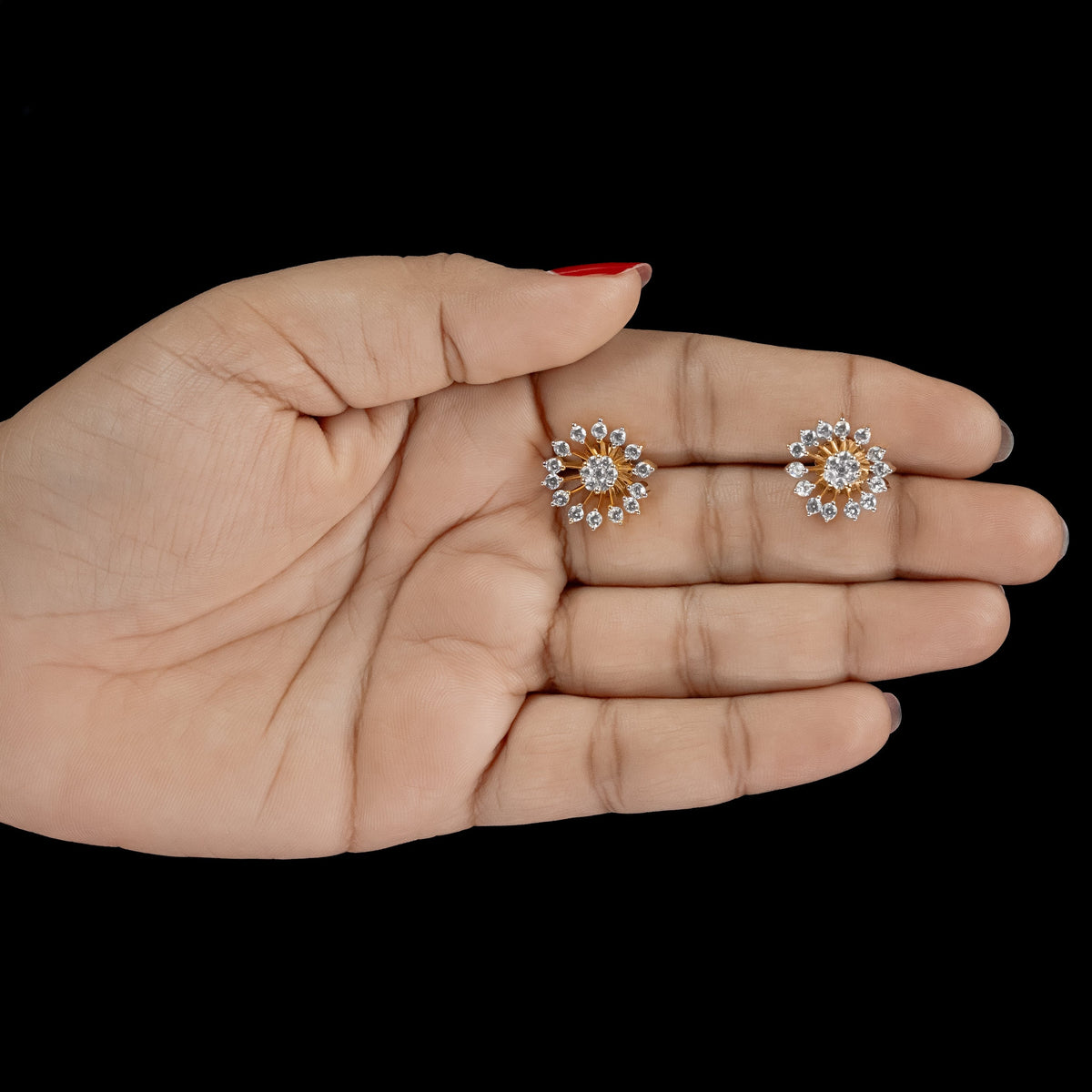 ERD0031 - Floral Halo Diamond Stud Earrings